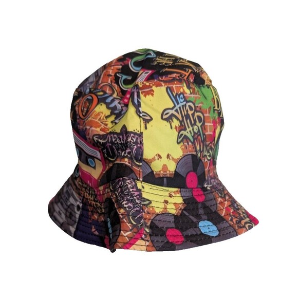 Back To The 90's Bucket Hat Boom Box Colorful Graffiti Breakdance Hip Hop Cap - Picture 2 of 4